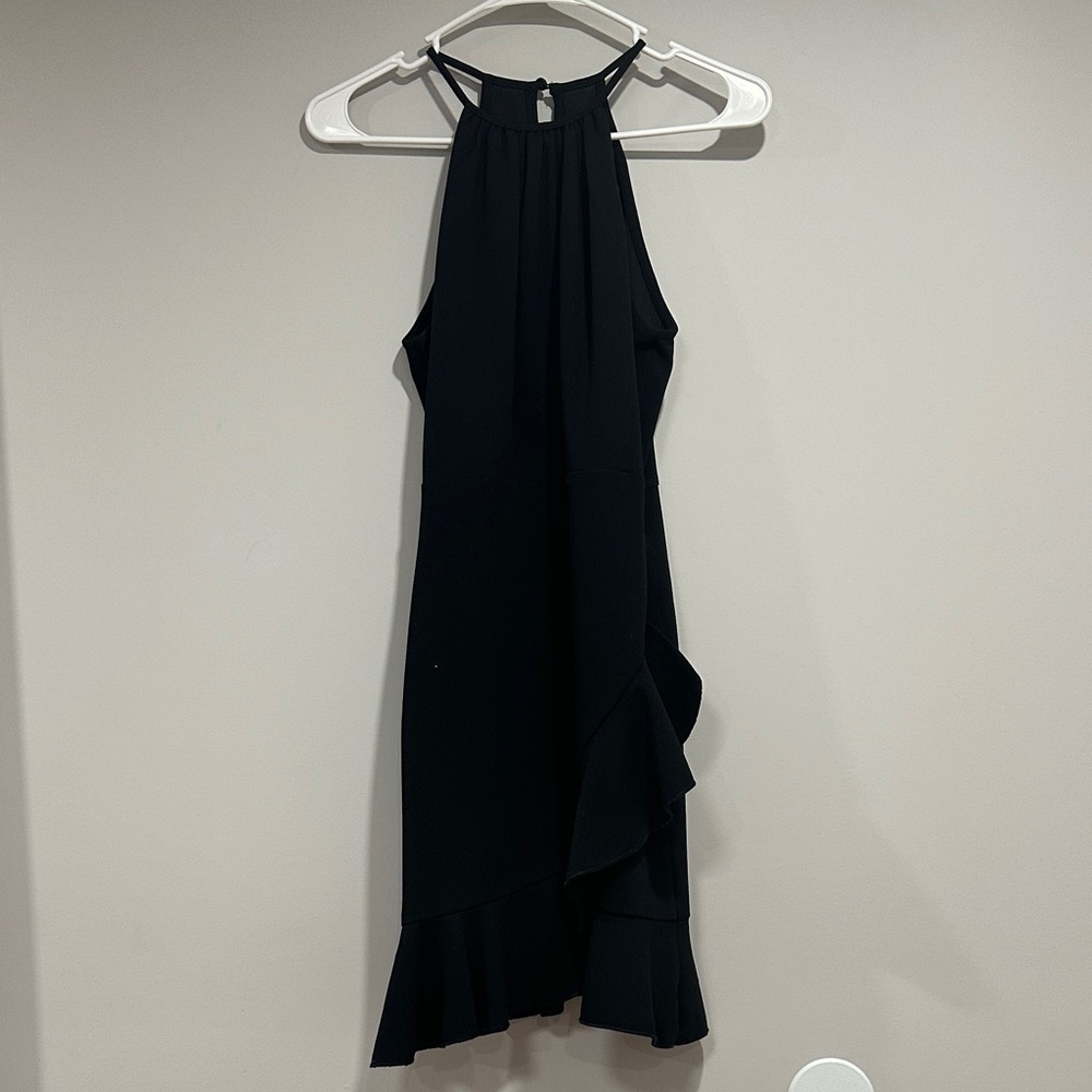 Teeze Me Black Asymmetrical Halter Dress